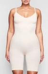 Skims Sculpting Seamless Mid-thigh Bodysuit In Sand