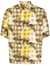 Fendi Grid-print Brushstroke Shirt In Yellow