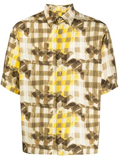 Fendi Grid-print Brushstroke Shirt In Yellow