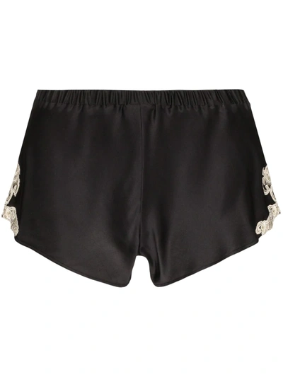 La Perla 87 Maison Lace-trim Silk-charmeuse Shorts In Black