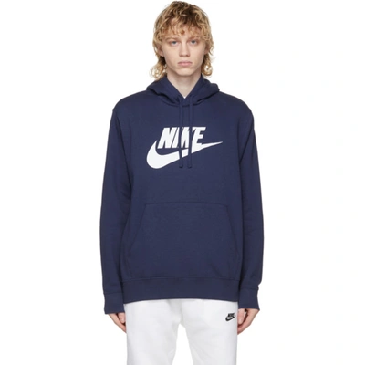 Nike Men's Sportswear Club Fleece Graphic Pullover Hoodie In Midnight Navy/midnight Navy/white