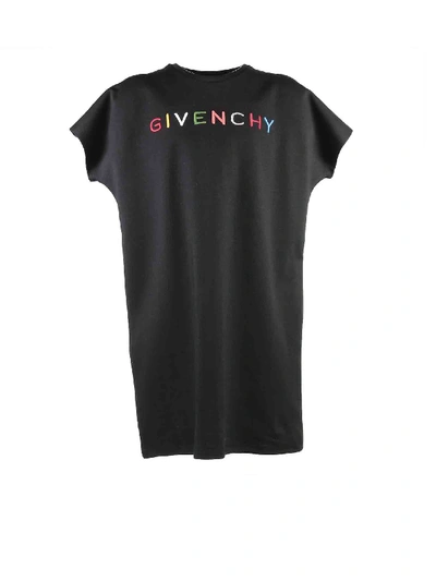Givenchy Branded Dress In Black Cotton Jersey In Nero