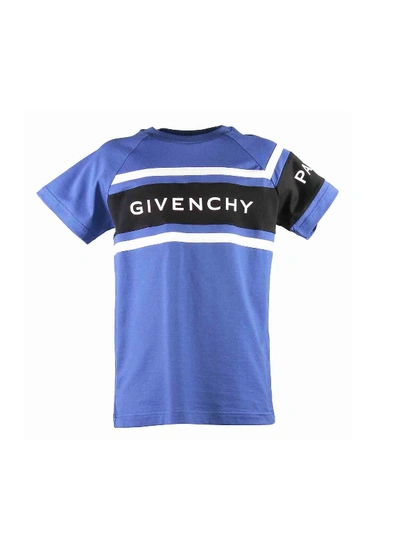 Givenchy Kids' Branded T-shirt In Blue Cotton Jersey