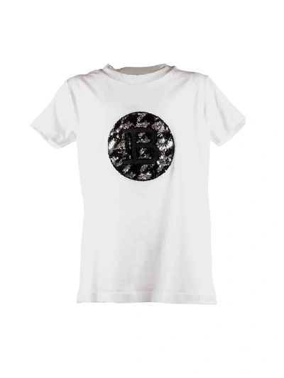Balmain Kids' White T-shirt With Sequin Logo