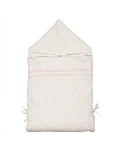 Baby Dior Padded Sleeping Bag In White And Pink