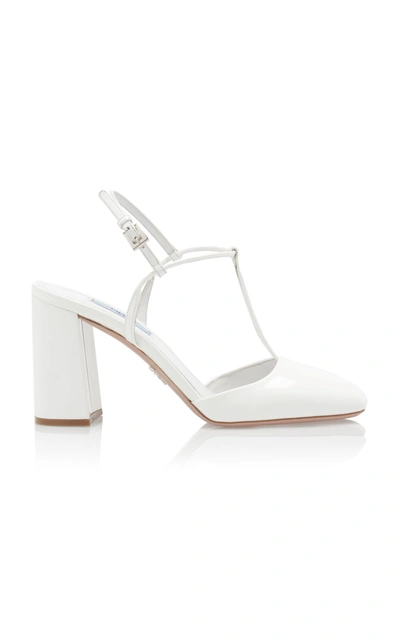 Prada Women's Leather Pumps Court Shoes High Heel In White