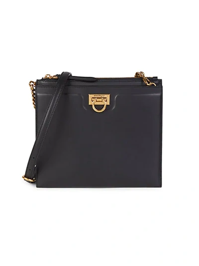 Ferragamo Gancio Leather Crossbody Bag In Nero