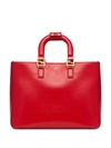 Fendi Women's Leather Handbag Tote Shopping Bag Purse Ff In Red