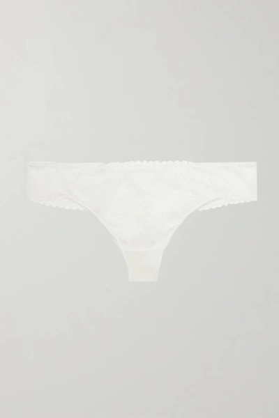 Maison Lejaby Joli Cotton And Broderie Anglaise Tulle Thong In White