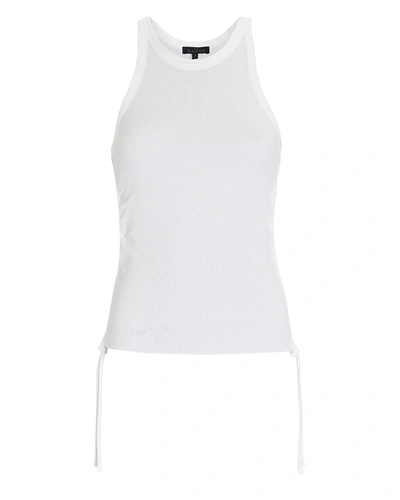 The Range Gathered Waffle-knit Stretch-cotton Tank In White