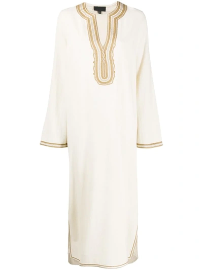 Nili Lotan Honor Embroidered Silk-gauze Midi Dress In Neutral