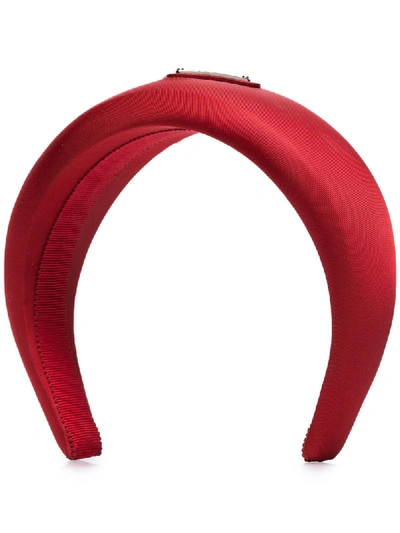 Prada Logo-embellished Silk Headband In Red