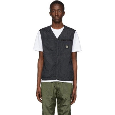 Stone Island Black Seersucker Vest In V0029 Black