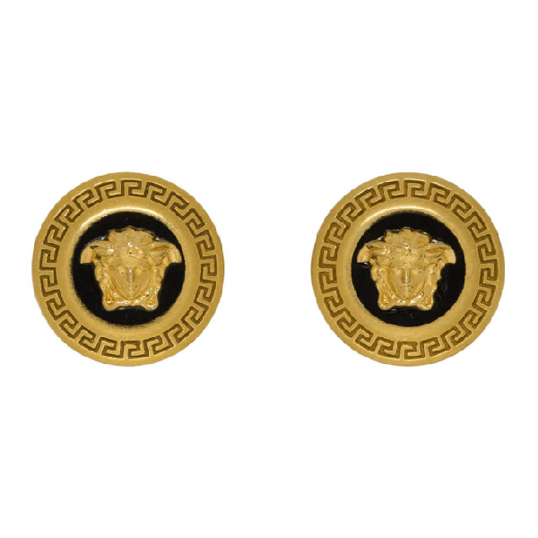 Versace Medusa Earrings In Black Enamel And Golden Brass ModeSens