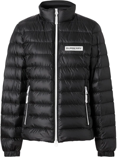 Burberry Chest Logo Puffer Jacket In Black