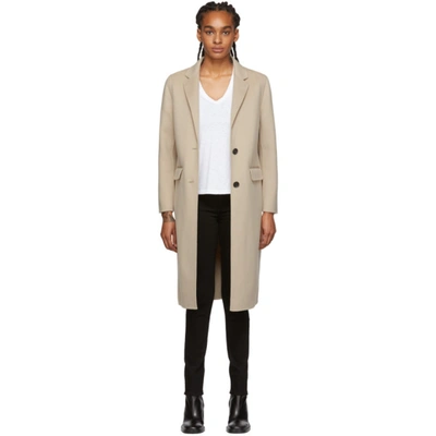 Mackage Beige Long Wool Hens Coat In Sand