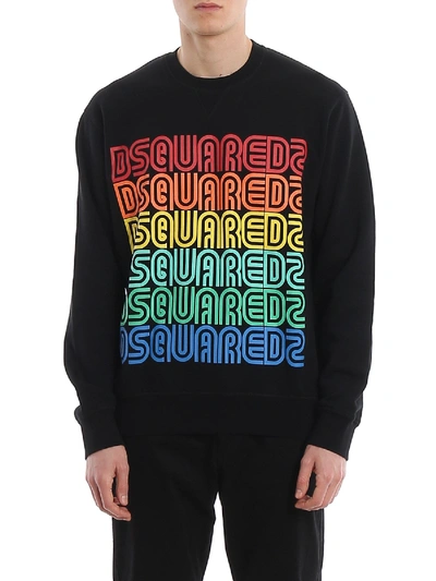 Dsquared2 Multicolour Logo Lettering Sweatshirt In Black
