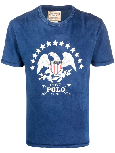 Polo Ralph Lauren Eagle Print Cotton T-shirt In Blue