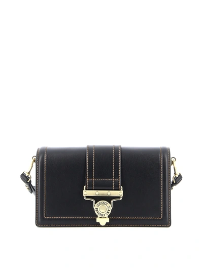 Versace Jeans Contrasting Stitchings Leather Bag In Black