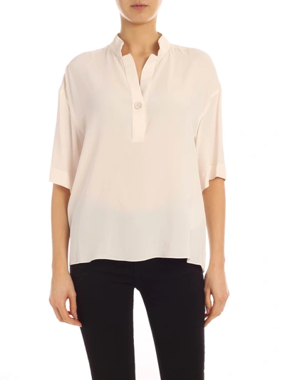 Fay Silk Blend Crepe Short-sleeved Blouse In Light Pink