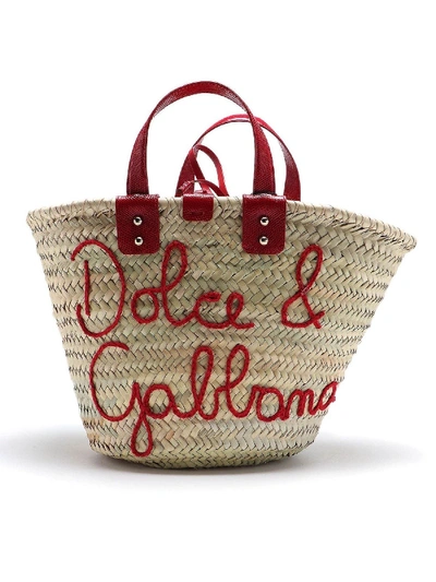 Dolce & Gabbana Kendra Straw Tote Bag In Beige