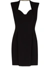 Versace Chain-back Sweetheart-neck Crepe Mini Dress In Black