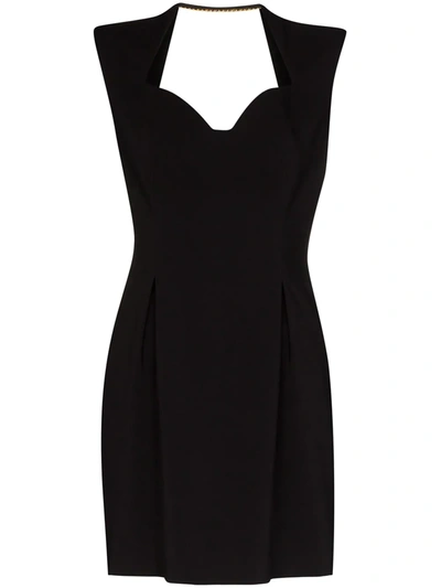 Versace Chain-back Sweetheart-neck Crepe Mini Dress In Black