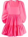 Valentino Puff Sleeves Ruffled Mini Dress In Pink