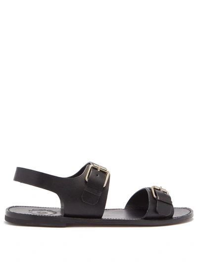 Grenson Lorenzo Buckled Leather Sandals In Black