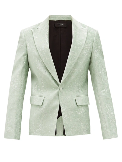 Amiri Single-breasted Chenille-brocade Suit Jacket In Green