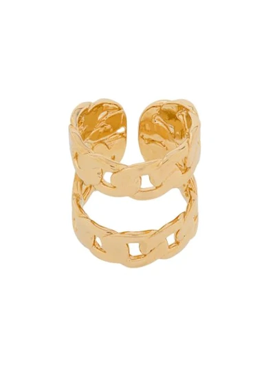 Maison Margiela Double Chain-link Cuff Ring In Gold