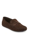 Tod's Suede Gommini Penny Driver, Brown In Dk Brown