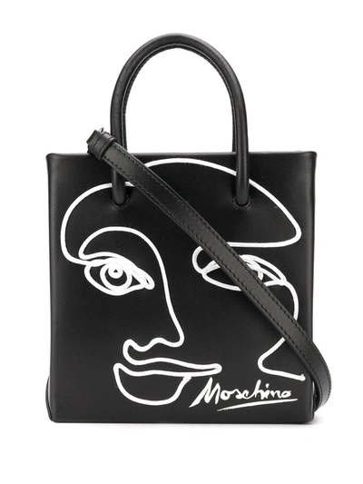 Moschino Sm Cornely Leather Top Handle Bag In Black