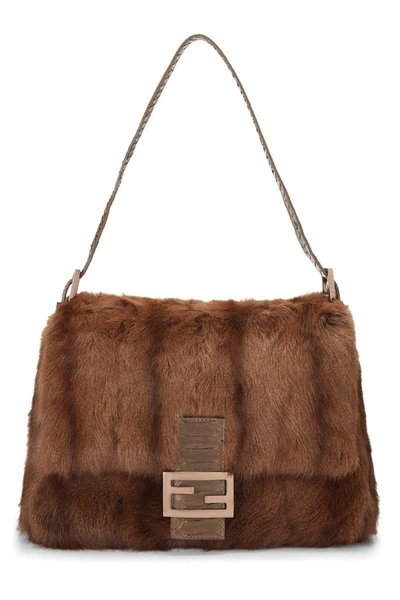 Pre-owned Fendi Brown Fur Mama Bag
