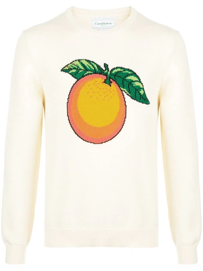 Casablanca Orange-intarsia Cotton Jumper In Yellow