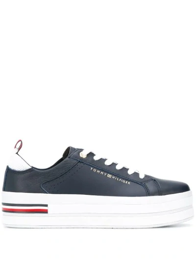 Tommy Hilfiger Platform Low Top Trainers In Blue