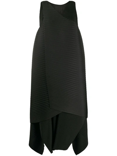 Issey Miyake Cuddle Color Pleats Dress In Black