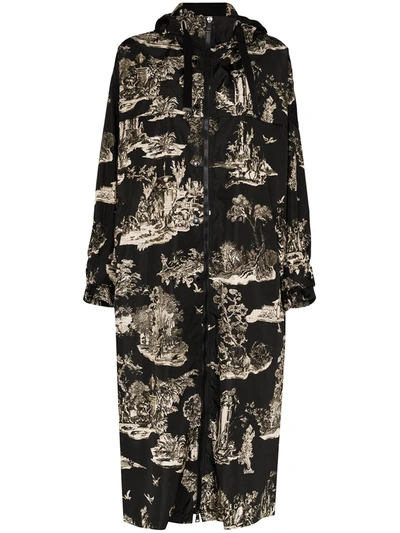 Moncler Bouteille Toile De Jouy-print Technical Parka In Black