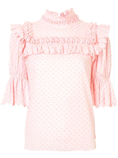 Horror Vacui Smock Detailed Blouse In Pink