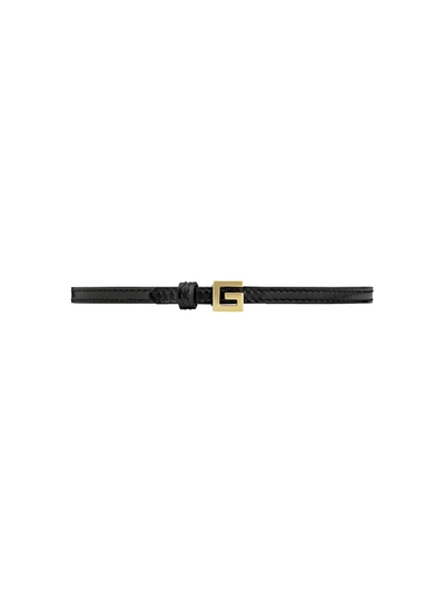Gucci G-logo Buckle Patent-leather Bracelet In Black