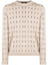 Fendi Cutout Logo-tab Cotton Sweater In Neutrals