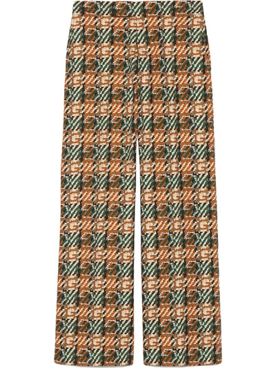 Gucci G-check Printed Cotton-canvas Trousers In Multicolor