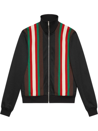 Gucci Stripe Technical Jersey Track Jacket In Inchiostro Blue