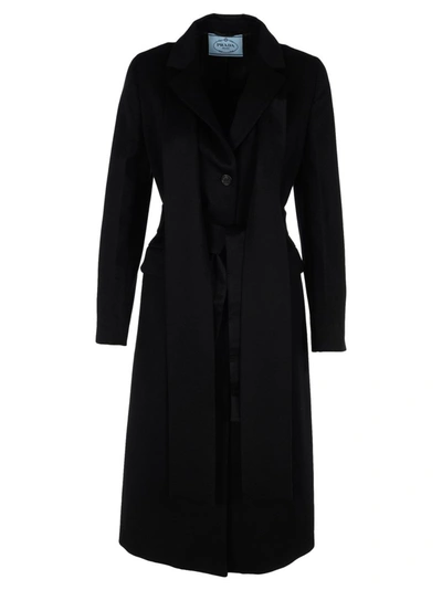 Prada Cashmere Coat In Black