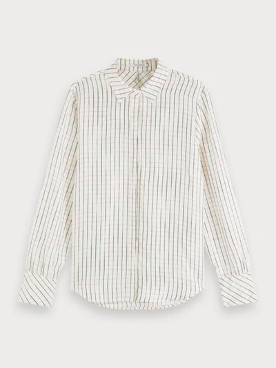 Scotch & Soda Space Dye Checked Shirt Regular Fit In White