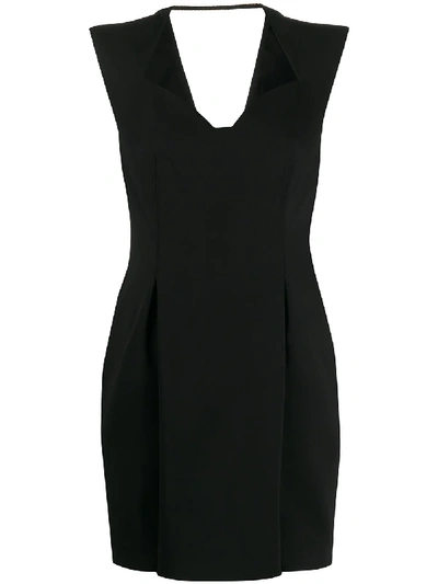 Versace V-neck Mini Dress In 黑色