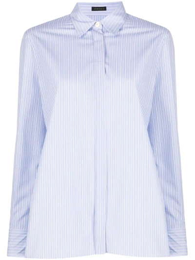 Versace Button Front Shirt In Blue