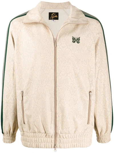 Needles Snakeskin Effect Side Stripe Track Jacket In Neutrals