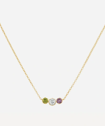 Dinny Hall Gold Plated Vermeil Silver Suffragette Three Stone Scoop Pendant Necklace