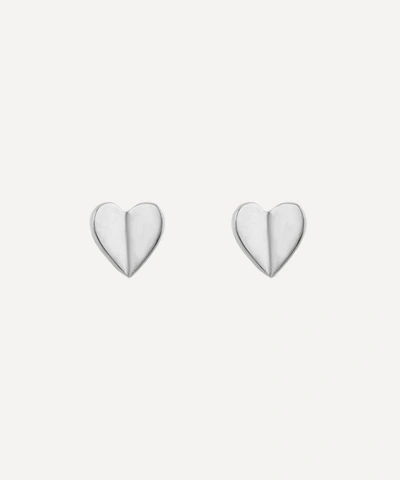 Dinny Hall Silver Bijou Folded Heart Stud Earrings
